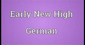 Early New High German Meaning