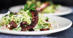 Andrew Zimmern Cooks: Grilled Octopus with Frisee Salad