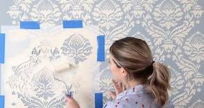 How To Stencil An Expensive Looking Accent Wall With A Damask Stencil