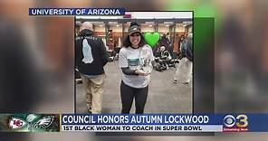 Autumn Lockwood is honored by Philadelphia City Council as first Black woman to coach in Super Bowl