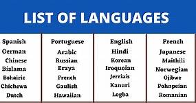 List Of Languages- A to Z Language Names - Word schools