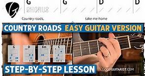 100% EASIEST WAY TO PLAY "Country Roads" on Guitar | Lesson for Beginners