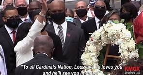 Lou Brock's wife unveils wreath next to her late husband's statue outside Busch Stadium