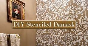 Stenciling Painting A Powder Room With Cutting Edge Stencils Anna Damask Wall Stencil Pattern!