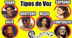 TIPOS DE VOZ - Rangos Vocales - Bajo - Barítono - Tenor - Contralto - Mezzosoprano - Soprano