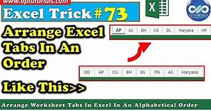 How to Arrange Worksheet Tabs In Excel In An Alphabetical Order || Sort Excel Worksheets In Order
