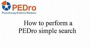 PEDro simple search - English