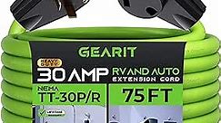 GearIT 30-Amp Extension Cord for RV and Auto, (75-Feet) 3-Prong 125-Volt 10/3 STW 10AWG Gauge 3 Wire, NEMA TT-30P to TT-30R, Outdoor Camper Power Cord