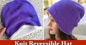Knit Reversible Two Colors Hat