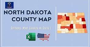 North Dakota County Map in Excel - Counties List and Population Map