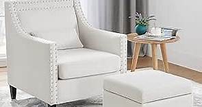 Accent Chair with Ottoman Chair and Ottoman Set Living Room Chair Bedroom Chair for Living Room Reading Chair Club Chair Mid Century Modern Chair Comfy Bedroom Chair with Ottoman(Beige)