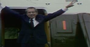Richard Nixon leaves the White House for the last time as president