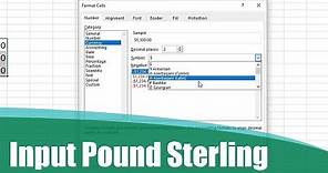 How to Input Pound Sterling Symbol in Excel