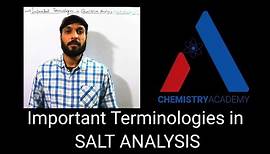 Important Terminologies in Salt Analysis|Qualitative Analysis|Lecture 1|Grade 12