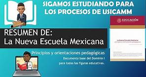 Resumen del documento: La Nueva Escuela Mexicana: principios y orientaciones Pedagógicas.