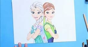 Frozen Princesa Anna y Elsa Dibujo para colorear | aprender colores