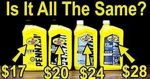Are They All The Same Motor Oil? Let's Settle This! Four Levels of Pennzoil Motor Oil Compared