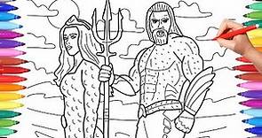 Aquaman Coloring Pages, How to Draw Aquaman and Mera, Superheroe Coloring Pages
