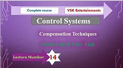 Lec 15: Compensators Compensation Techniques, Control Systems