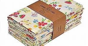 Urban Villa Floral Print cloth napkins Set of 12 Multi Color, 20x20 Inches 100% Cotton dinner napkins Over Sized [cloth napkin]s with Mitered Corners [dinner napkin]s