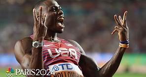 THREEPEAT: Grant Holloway dominates field for historic 110m hurdles gold at Worlds | NBC Sports