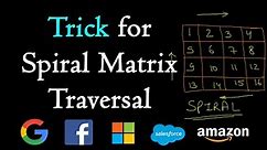 Trick for spiral matrix traversal
