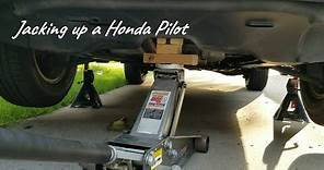 Jacking up a 2003 Honda Pilot, put it on jack stands, and remove a wheel