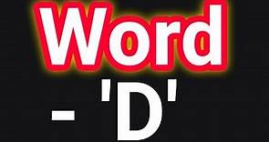 Top 10 Positive words start with Letter - ‘D' ll Word - 'D'