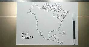 How to draw NORTH AMERICA MAP step by step