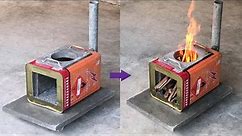 The idea of ​​making a smokeless wood stove is very simple from cement and iron barrels