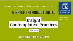 A brief introduction to Insight Contemplative Practices