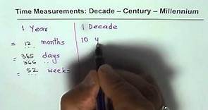 Year Decade Century Millennium Time Measurement Relations
