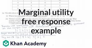 Marginal utllity free response example | APⓇ Microeconomics | Khan Academy
