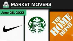 Nike, Starbucks and Home Depot are some of today's top stock picks for investors: Pro Market Movers June 28