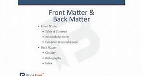 What is front matter and back matter