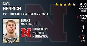 Nick Henrich 2019 Outside Linebacker Nebraska