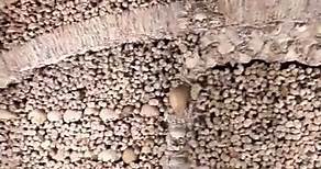Inside the Chapel of Bones in Evora, Portugal
