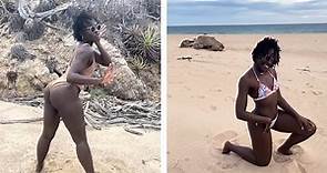 Lupita Nyong'o stuns as she dances in bikinis on the beach