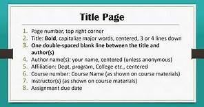 APA- 7th Edition: Title Page - Student Paper---How to Format in Word