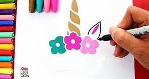 Bonito Unicornio decorativo para dibujar y pintar DIY fácil | KidsLetsDraw