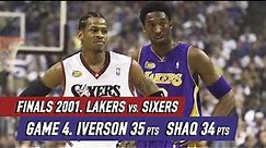 NBA Finals 2001 Sixers vs Lakers Game 4 Full Highlights Iverson 35 pts, Shaq 34 pts