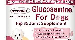Glucosamine for Dogs, Joint Supplement for Dogs - with Chondroitin, MSM, Hemp Oil, Green Lipped Mussel, Omega 3 for Dog Pain Relief & Skin Health, with Calcium Support Bones, Mobility, Ease Stiffness