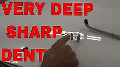 VERY Deep, Sharp and Stretched Dent Repaired by PDR Needle Tip Tool