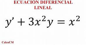 y'+3x^2y=x^2 ; Ecuación diferencial lineal, método paso a paso, con solucion homogénea y particular