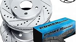 PowerSport Front Brakes and Rotors Kit |Front Brake Pads| Brake Rotors and Pads| Ceramic Brake Pads and Rotors |fits 1995-2000 Lexus LS400