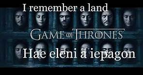 Game of Thrones A Song of Ice And Fire lyrics. High valyrian and English translation