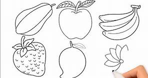 How to draw fruits for beginners, fresh fruits and vegetables drawing