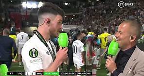 Declan Rice fights back tears as he reflects on West Ham's European success after his final game