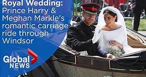 Royal Wedding FULL carriage ride of Prince Harry and Meghan Markle through Windsor