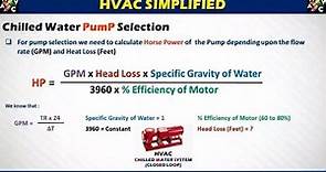 Chilled Water Pump Selection & Power Calculation
